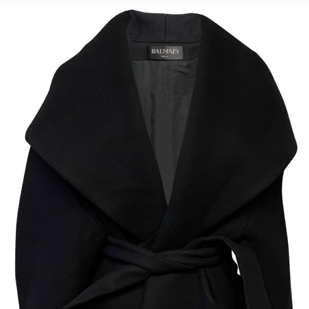 FR38 Balmain oversized collar wool coat